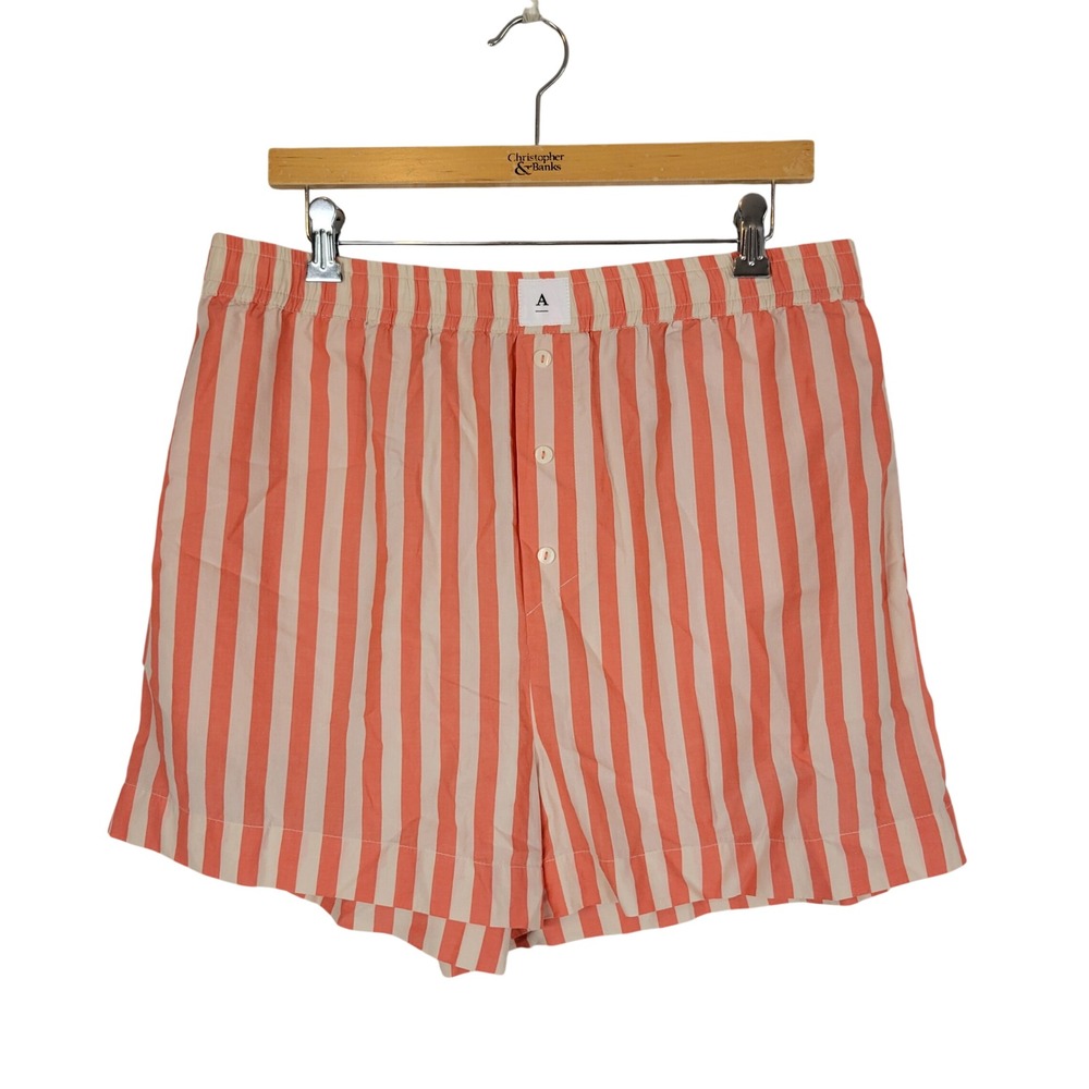 Anthropologie Wren Boxer Shorts Coral Cream Size Large 100% Cotton
